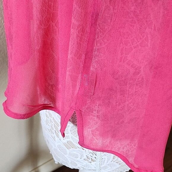 Free People Sheer Pink Tie Dye Button Down Top Size Small - Picture 2 of 8
